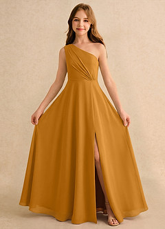 Azazie Puddles Girls Formal Flower Girl Klänningar Klä A-Line i Chiffong Ena axeln image5