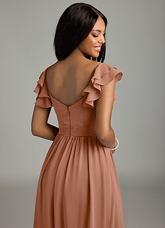 Azazie Anaya Bridesmaid Dresses Bronzer A-Line Pleated Chiffon Dress image2