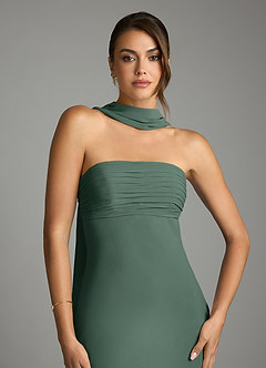 Azazie Saylor Abiti da Damigella Abito Sirena in Chiffon Senza Cinturino Muschio Marino image6