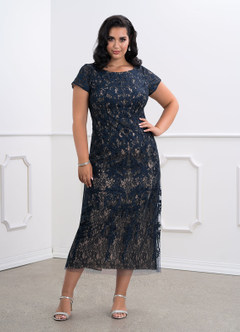 Azazie Alyssum Mère de la mariée Robes Robe Fourreau en Dentelle Découpé Bleu Marine Foncé image6