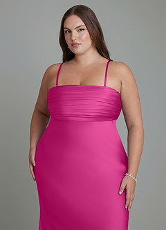 Azazie Saylor Brudtärnklänningar Klänning av Sjöjungfru i Stretch Satin Axelbandslös Fuchsia image17
