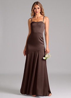 Azazie Shiloh Vestidos de damas de honor Vestido de Ganache de Satén Elástico de Corte Sirena Convertible con Sin tirantes image2