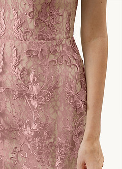 Chris Light Pink Lace 3D Flowers Midi Dress image7