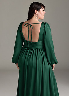 Azazie Norah Abiti da Damigella Abito A-Line in Raso Elasticizzato Verde Scuro image13