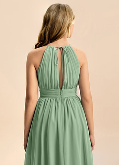 Azazie Noelle Junior Matcha A-Line Pleated Chiffon Dress image7