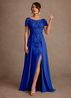 Azazie Alva vestidos de madre de la novia Vestido de Azul Real de Encaje de Corte en A image4