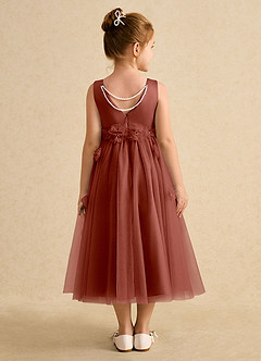 Azazie Lux Flower Girl Dresses Auburn A-Line Beaded Tulle Dress image2