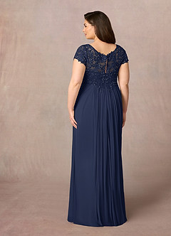 Azazie Macy Mother of the Bride Dresses Dark Navy A-Line V-Neck Sequin Lace Lace Dress image8