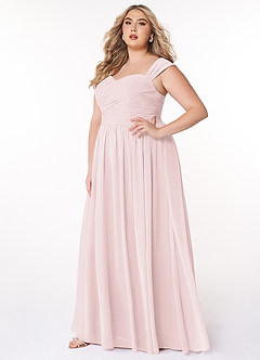 Azazie Zapheira Bridesmaid Dresses Blushing Pink A-Line Ruched Chiffon Dress image7