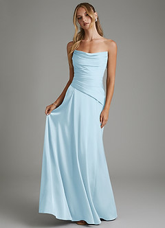 Azazie Gabriela Bridesmaid Dresses Sky Blue A-Line Corset Stretch Satin Dress image7