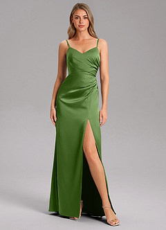 Azazie Azuree Suknie dla druhen Linia A Pofałdowany Satyna elastyczna Do ziemi Sukienka image6