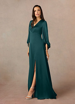 Azazie Luna vestidos de madre de la novia Vestido de Pino de Satén Elástico de Corte En A con Plisado image2