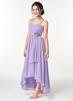 Azazie Catalina Junior Lilac A-Line Ruched Chiffon Dress image3