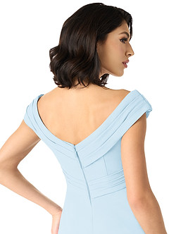 Azazie Evita Bridesmaid Dresses Sky Blue A-Line Off the Shoulder Stretch Crepe Dress image5