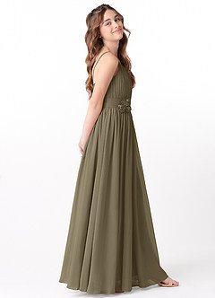 Azazie Astrid Junior Willow Green A-Line Floral Chiffon Dress image2