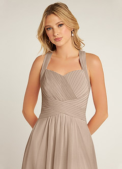 Azazie Claudia Final Sale Taupe A-Line Sweetheart Neckline Chiffon Dress image5