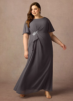 Azazie Rain Mother of the Bride Dresses Steel Grey Sheath Beaded Chiffon Dress image10
