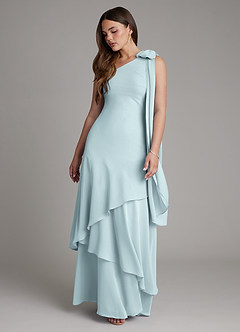 Azazie Monique Brautjungfernkleider A-Linie One-Shoulder Chiffon Kleid Nebel image6