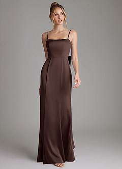 Azazie Zherra Bridesmaid Dresses Ganache Mermaid Bow Stretch Satin Dress image4