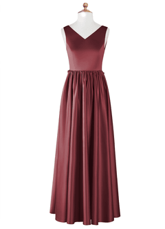 Azazie Hathaway Junior Merlot A-Line Bow Stretch Satin Dress image6