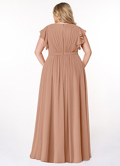 Azazie Daphne Bescheidene Brautjungfernkleider A-Linie Gekräuselt Chiffon Bodenlänge Kleid image7
