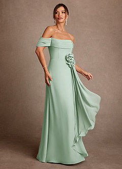Azazie Amherst Mother of the Bride Dresses Agave A-Line Off the Shoulder Chiffon Dress image2