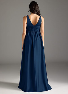 Azazie Yetta Maternity Bridesmaid Dresses A-Line Pleated Stretch Satin Floor-Length Dress image7