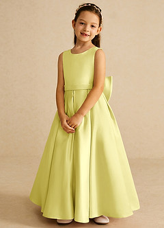 Azazie Pipsy Flower Girl Dresses Lemon Sorbet A-Line Bow Matte Satin Dress image4