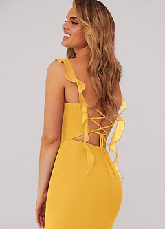 Barbie ♥ Azazie Bridesmaid Dresses Marigold Mermaid Corset Chiffon Dress image2