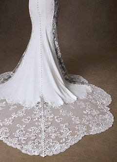 Azazie Estephanie Wedding Dresses Diamond White Cocoa Mermaid Sequins Stretch Crepe Dress image5