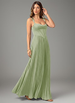 Azazie Avenelle Bridesmaid Dresses Dusty Sage A-Line Corset Stretch Satin Dress image5