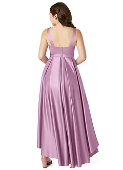 Azazie Inaya Junior Wisteria A-Line with Belt Stretch Satin Dress image2