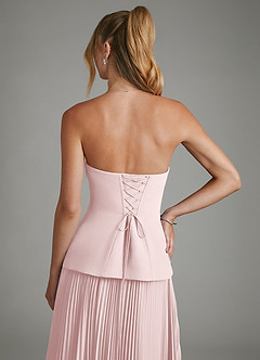 Azazie Alex Robes de demoiselle d'honneur Robe Trapèze en Mousseline de soie Corset Rose Pâle image9