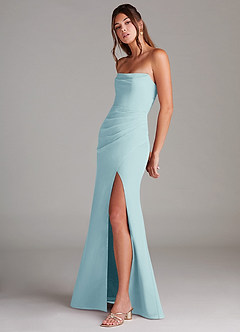 Azazie Leonis Bridesmaid Dresses Sea Glass Sheath Strapless Chiffon Convertible Dress image3