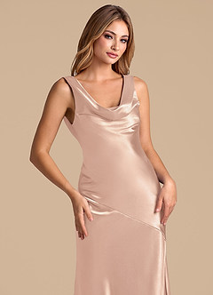 Azazie Rylina Bridesmaid Dresses English Rose Mermaid Metallic Satin Dress image7