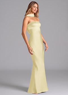 Azazie Lusinda Bridesmaid Dresses Lemon Sorbet Mermaid Strapless Stretch Satin Dress image6
