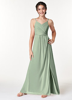 Azazie Luxy Junior Cabernet Pleated Mesh Dress image3