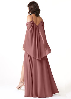 Azazie Cienna Bridesmaid Dresses Desert Rose A-Line Long Sleeve Chiffon Dress image5