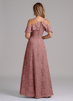 Azazie Dakota Bridesmaid Dresses Dusty Rose A-Line Off the Shoulder Floral Burnout Dress image2
