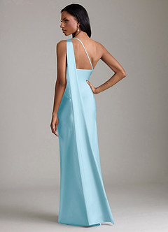 Azazie Galinda Brudtärnklänningar Klä av Sjöjungfru i Stretch Satin Ena axeln Himmelsblå image6