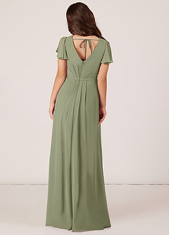 Azazie Peony Junior Pistachio A-Line Pleated Chiffon Dress image2