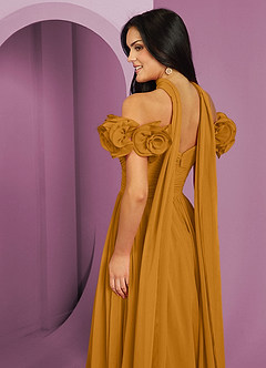 Barbie ♥ Azazie Bridesmaid Dresses Butterscotch A-Line Off the Shoulder Chiffon Convertible Dress image7