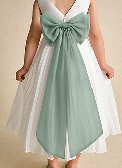 Azazie Margot Flower Girl Dresses Ivory Silver Sage A-Line Pleated Chiffon Dress image8