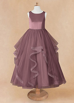 Azazie Sofia Flower Girl Dresses Vintage Mauve A-Line Beaded Tulle Dress image8