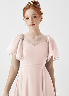 Azazie Chloe Junior Vestido de Pétalo De Rosa de Gasa de Corte En A con Escote de Corazón image6
