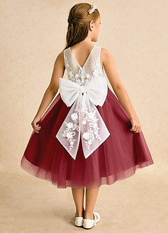 Azazie Lina Flower Girl Dresses Ivory Pomegranate Ball-Gown Lace Dress image1