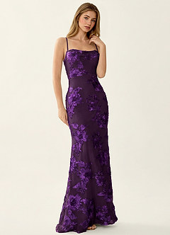 Kailani Plum 3D Flowers Corset Mermaid Lace Up Back Prom Dress image4