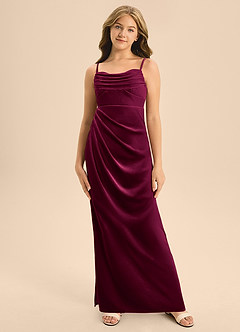 Azazie Mai Junior A-Linie Herzausschnitt Samt Kleid Cabernetrot image6