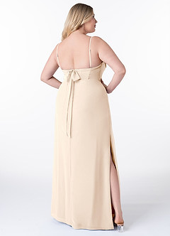 Azazie Mai Robes de demoiselle d'honneur Robe Fourreau en Mousseline de soie Plissée Albâtre Blanc image9