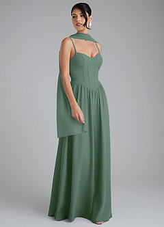 Azazie Alisha Bridesmaid Dresses Eucalyptus A-Line Corset Chiffon Dress image1